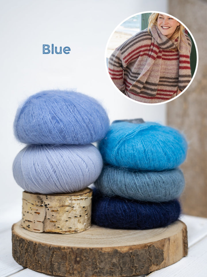 Strickpaket Cool Wool Lace Silkhair Streifenschal