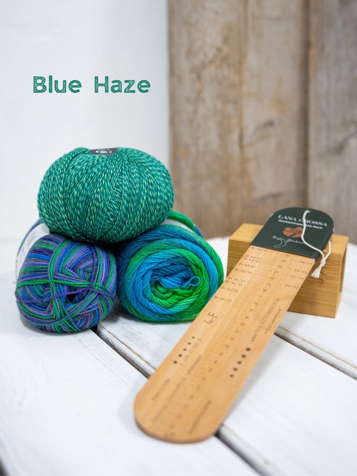 Sockenwolle-Probierpaket mit Sockenlineal