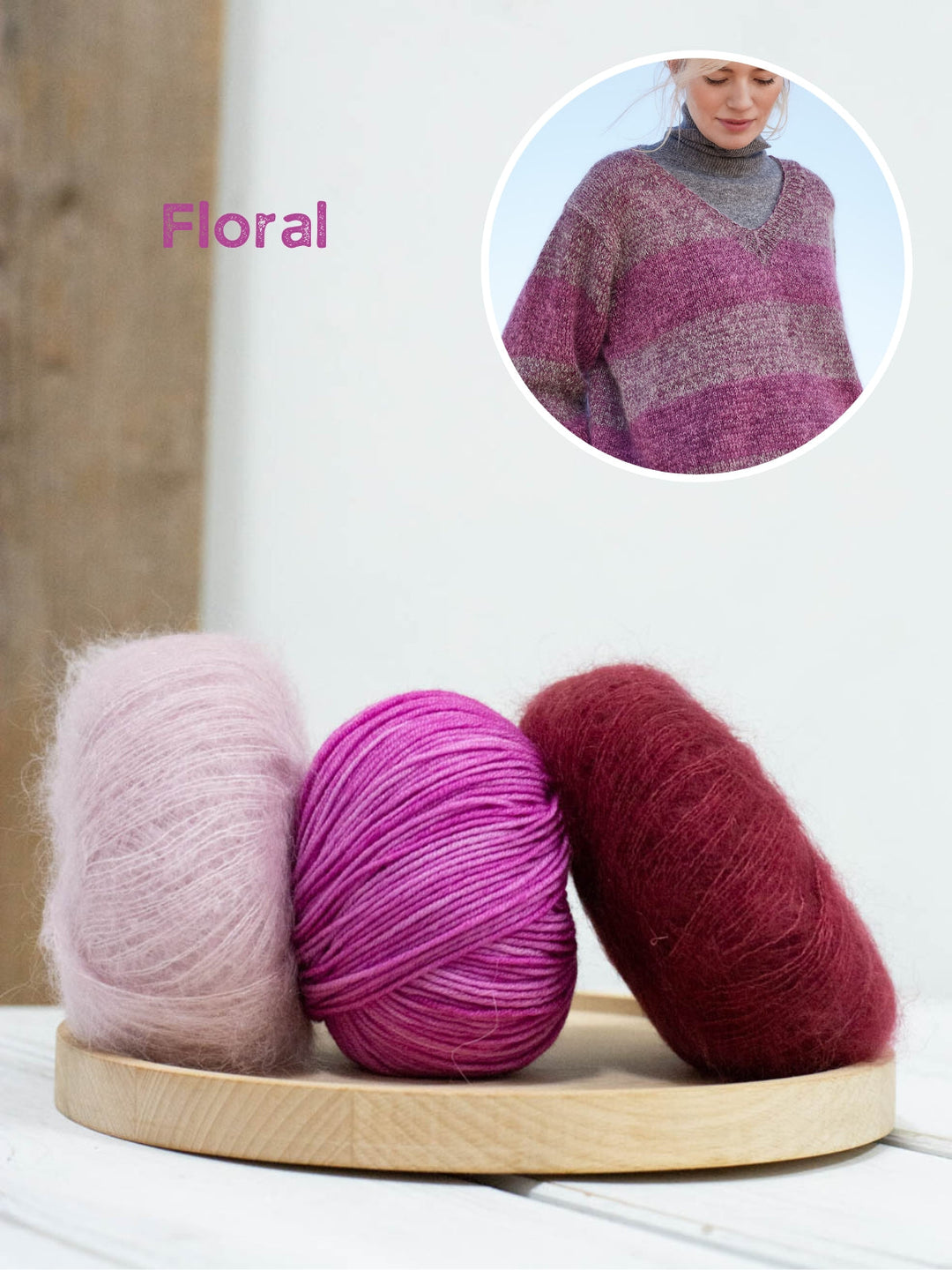 Strickpaket Cool Wool Vintage Silkhair Streifenpullover mit V-Ausschnitt