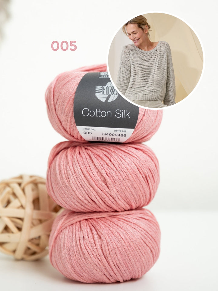 Strickpaket Cotton Silk Pullover mit Strukturmuster