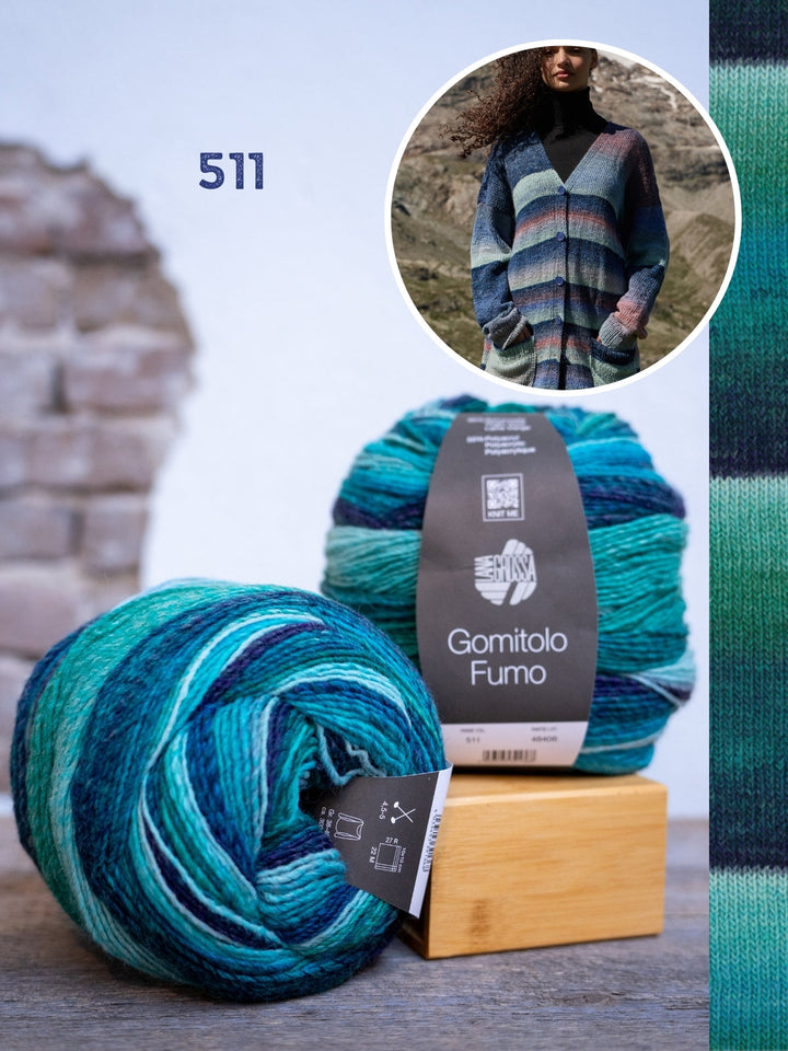 Strickpaket Gomitolo Fumo Top-down Jacke