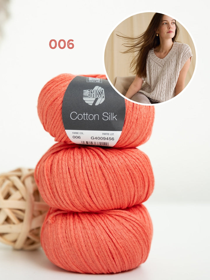 Strickpaket Cotton Silk Top mit Zöpfen