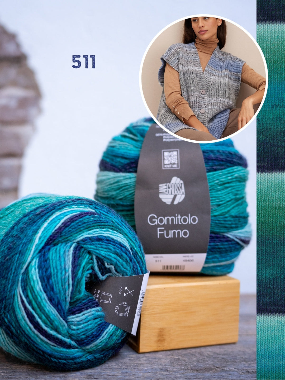 Strickpaket Gomitolo Weste im Halbpatent
