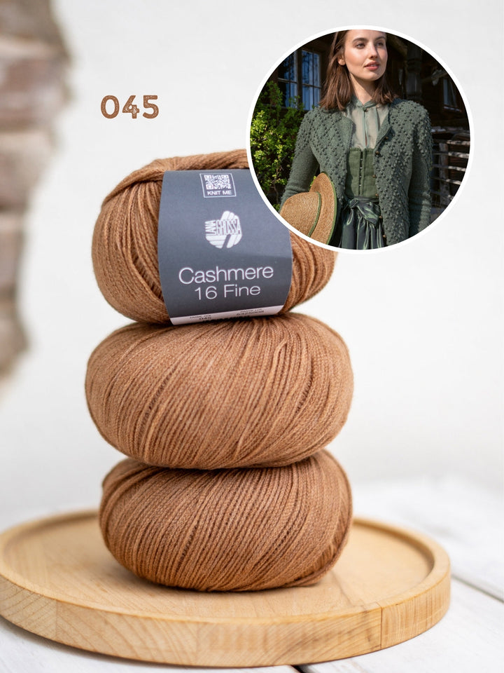 Strickpaket Cashmere 16 Fine Jacke im Noppenrautenmuster