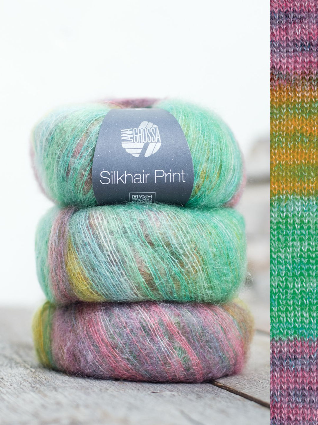 Silkhair Print 421 Senfgelb / Grün / Violett