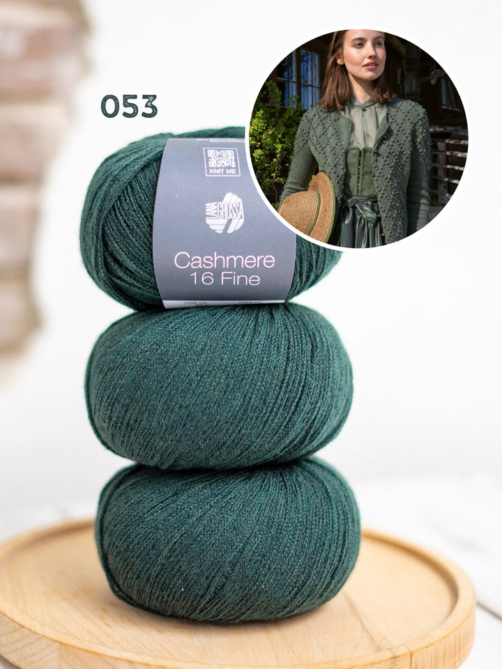 Strickpaket Cashmere 16 Fine Jacke im Noppenrautenmuster
