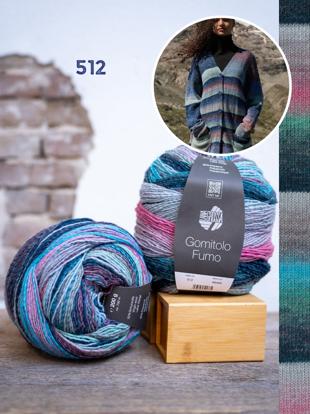 Strickpaket Gomitolo Fumo Top-down Jacke