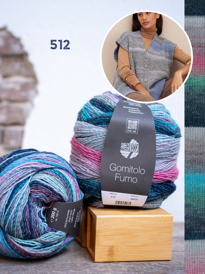 Strickpaket Gomitolo Weste im Halbpatent