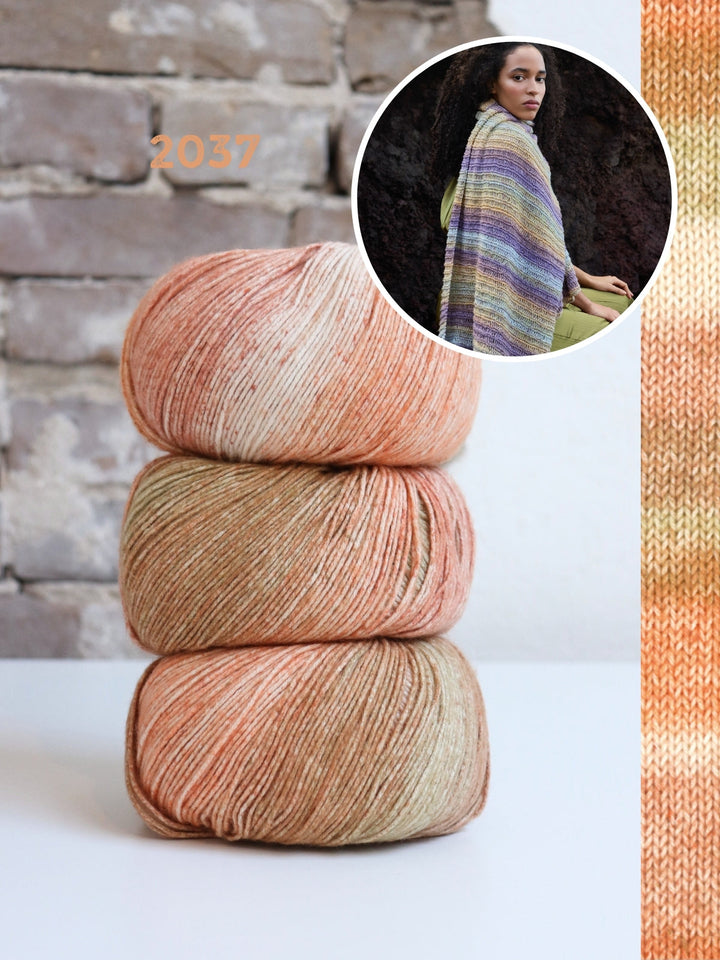 Strickpaket Gomitolo Mambo Schal mit Fallmaschenmuster
