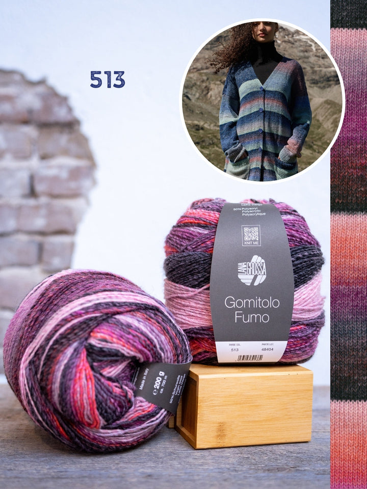Strickpaket Gomitolo Fumo Top-down Jacke