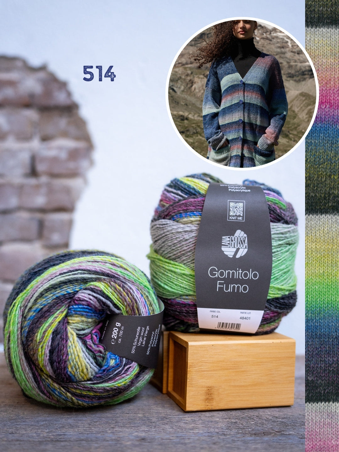Strickpaket Gomitolo Fumo Top-down Jacke