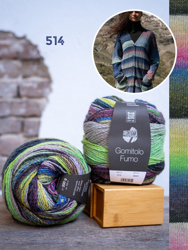 Strickpaket Gomitolo Fumo Top-down Jacke