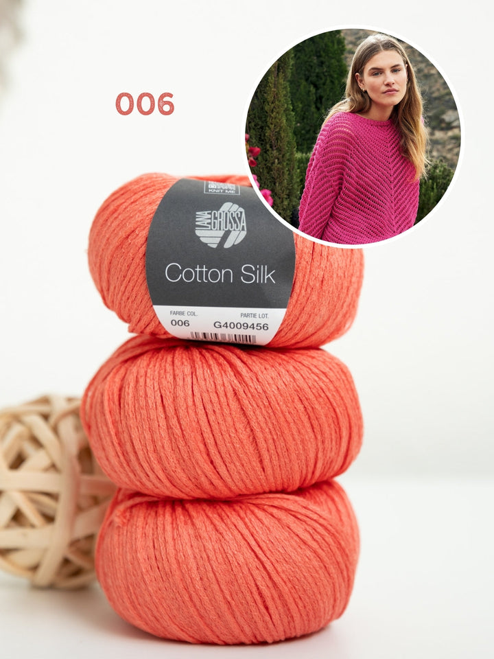 Strickpaket Cotton Silk Pullover mit Fischgrätmuster