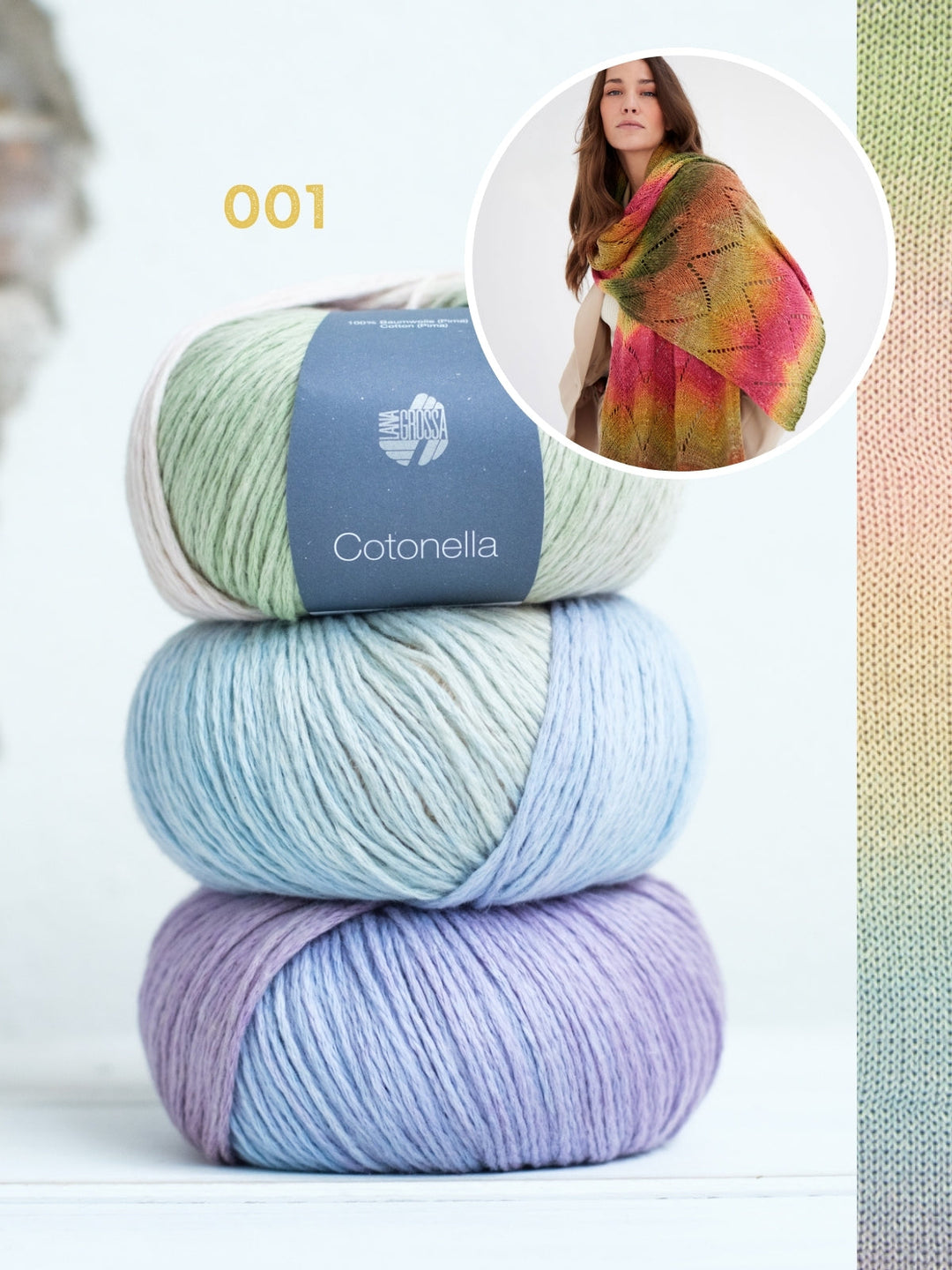 Strickpaket Cotonella Tuch im Wellenmuster