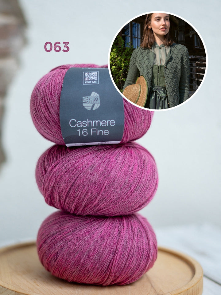 Strickpaket Cashmere 16 Fine Jacke im Noppenrautenmuster