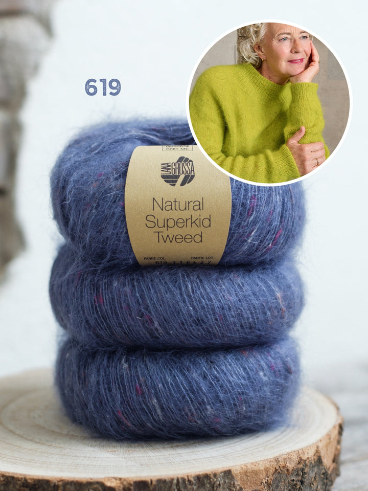 Strickpaket Classy Raglan Sweater - Natural Superkid Tweed
