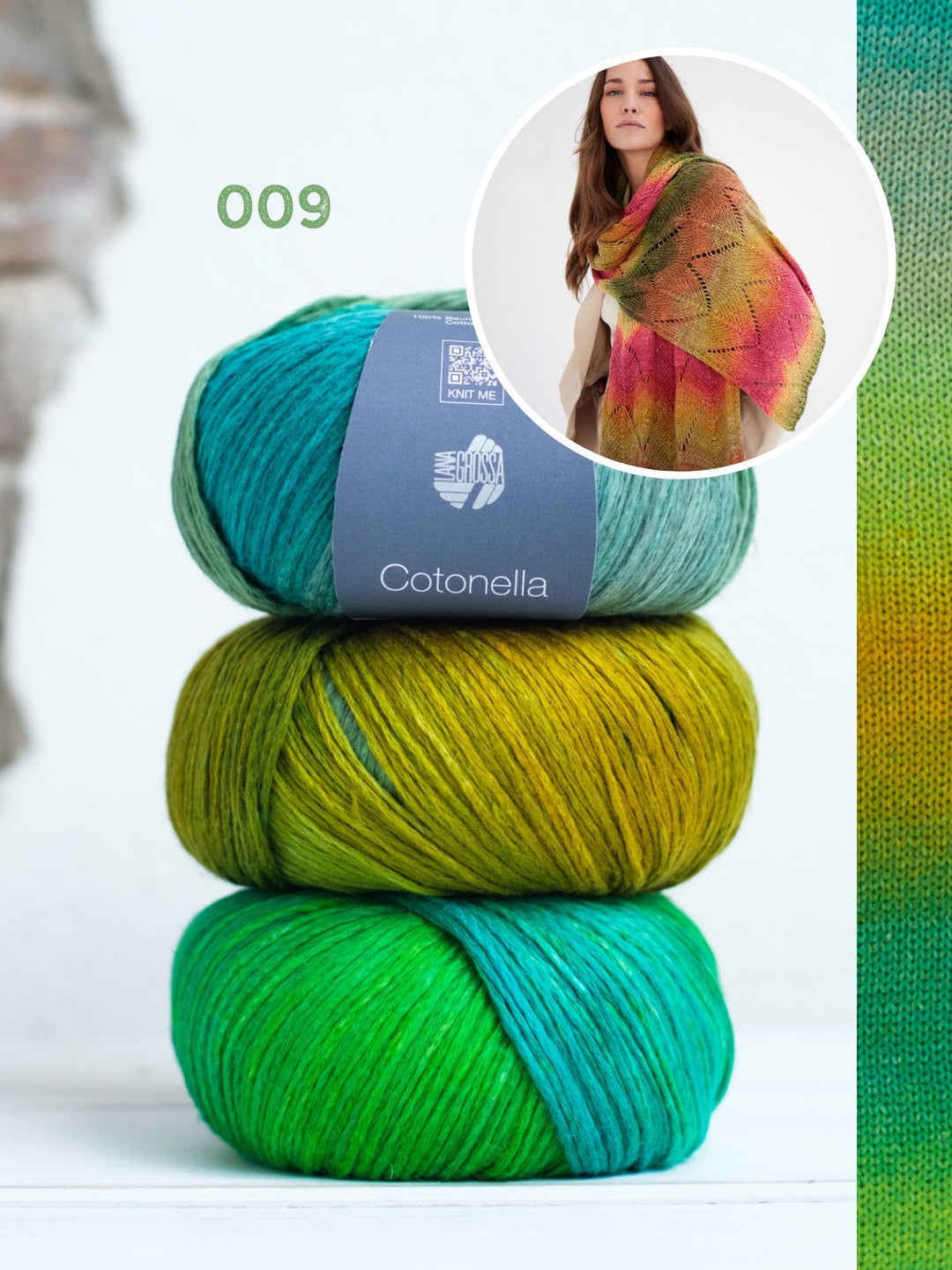 Strickpaket Cotonella Tuch im Wellenmuster