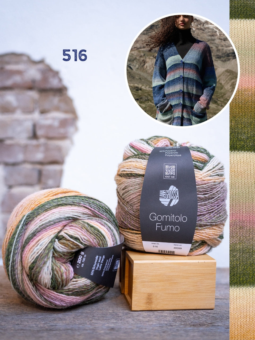 Strickpaket Gomitolo Fumo Top-down Jacke
