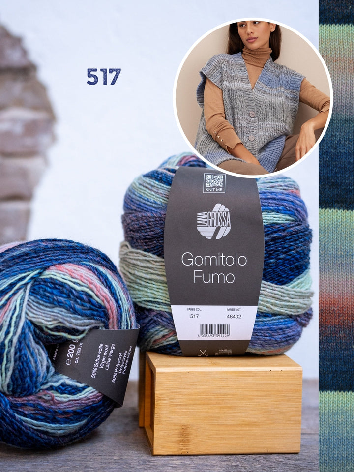 Strickpaket Gomitolo Weste im Halbpatent