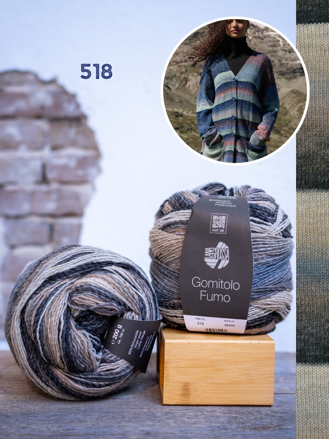 Strickpaket Gomitolo Fumo Top-down Jacke