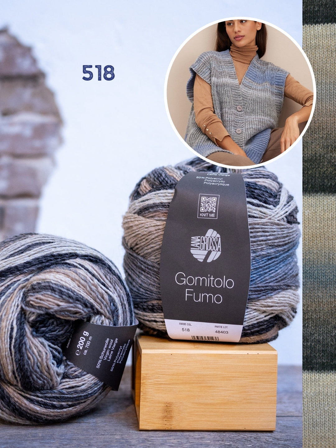 Strickpaket Gomitolo Weste im Halbpatent