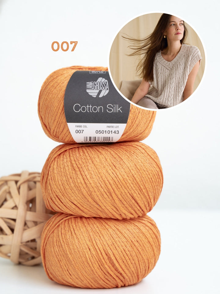 Strickpaket Cotton Silk Top mit Zöpfen