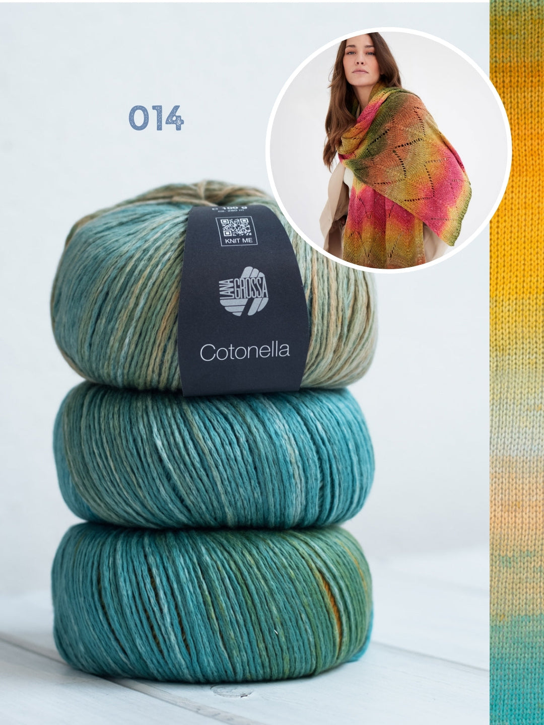 Strickpaket Cotonella Tuch im Wellenmuster