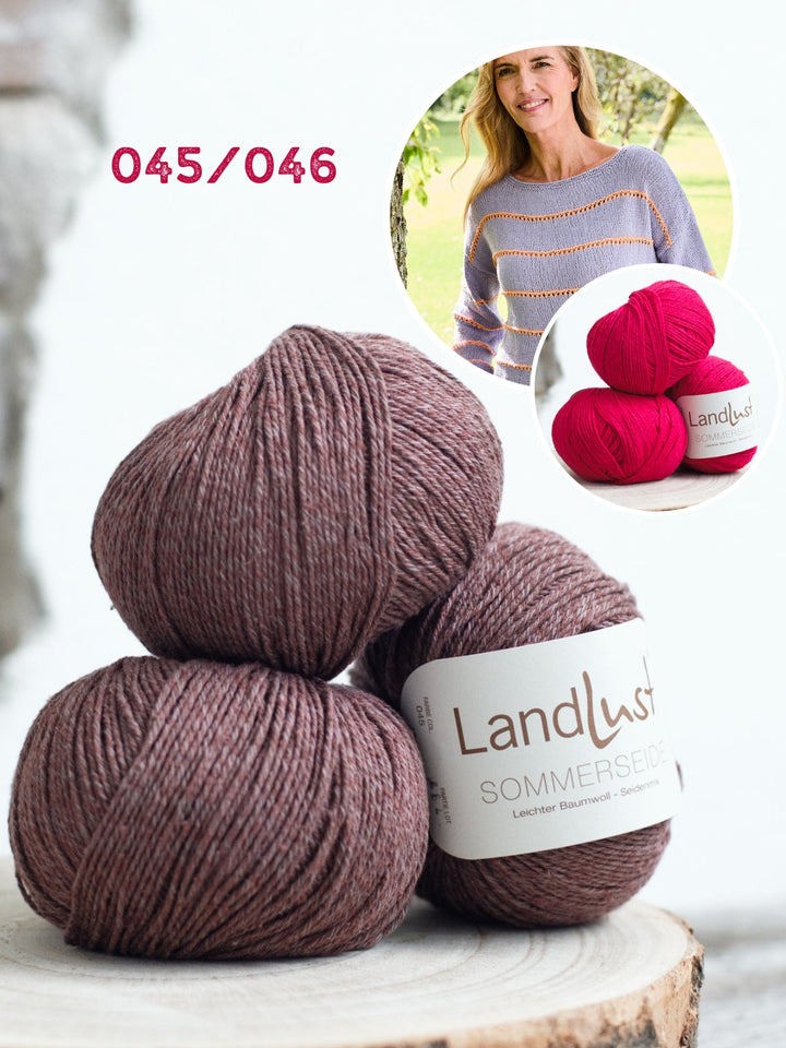 Strickpaket Landlust Sommerseide Pullover mit Ajourstreifen