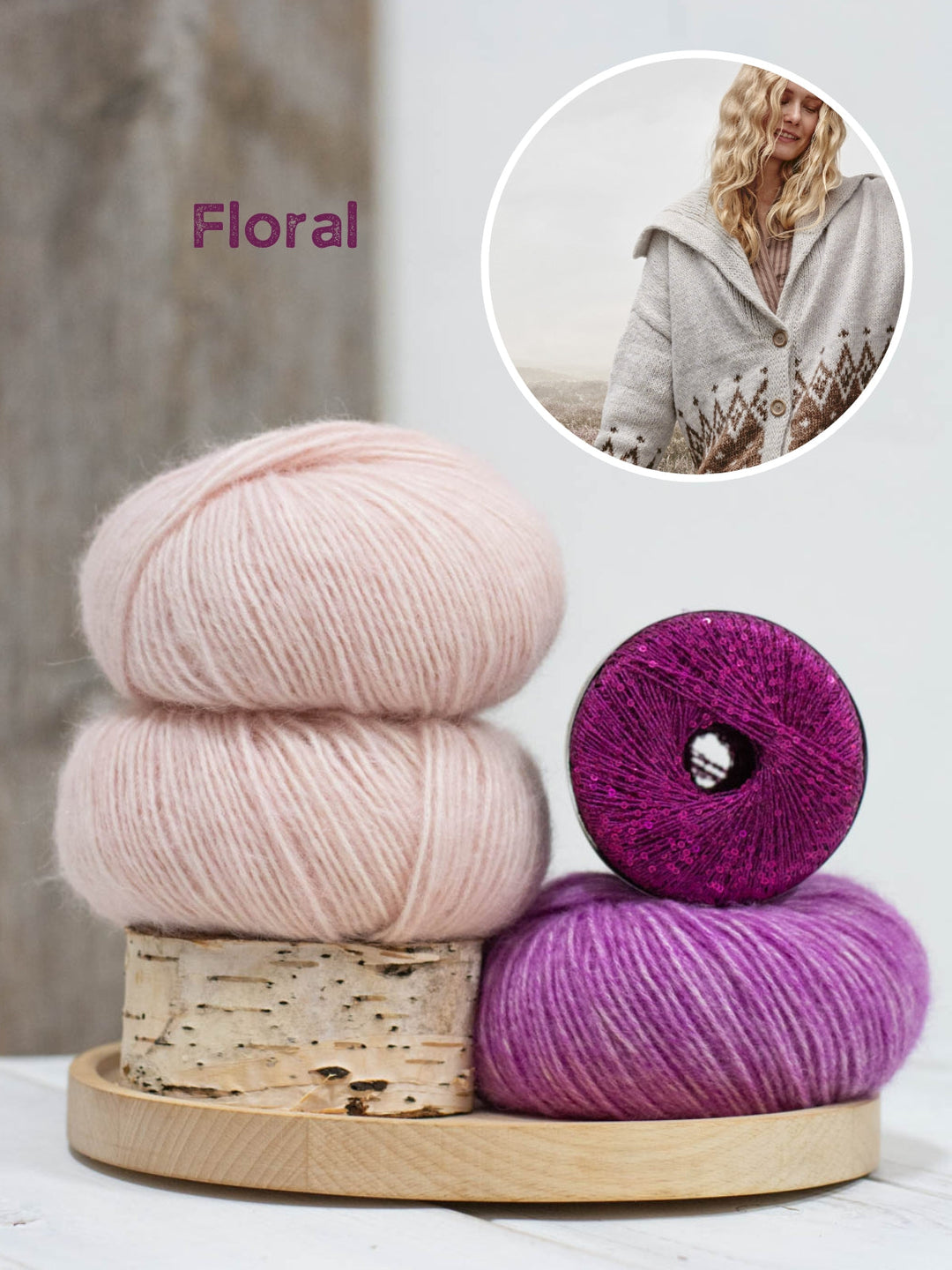 Strickpaket Natural Alpaca Pelo Glamour Raglanjacke