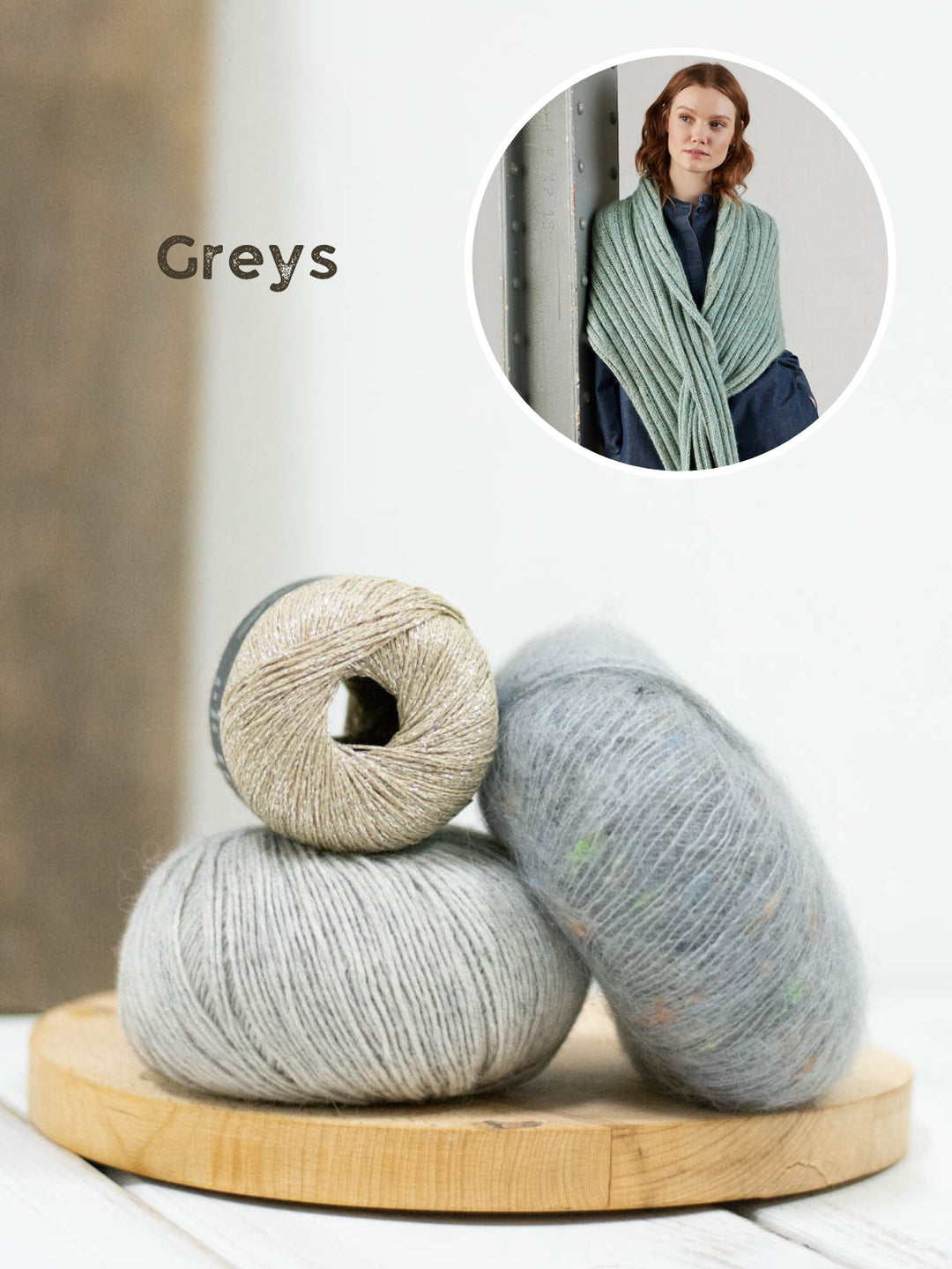 Strickpaket Ecopuno, Brillino & Natural Superkid Tweed Rippenstola mit Schlitz