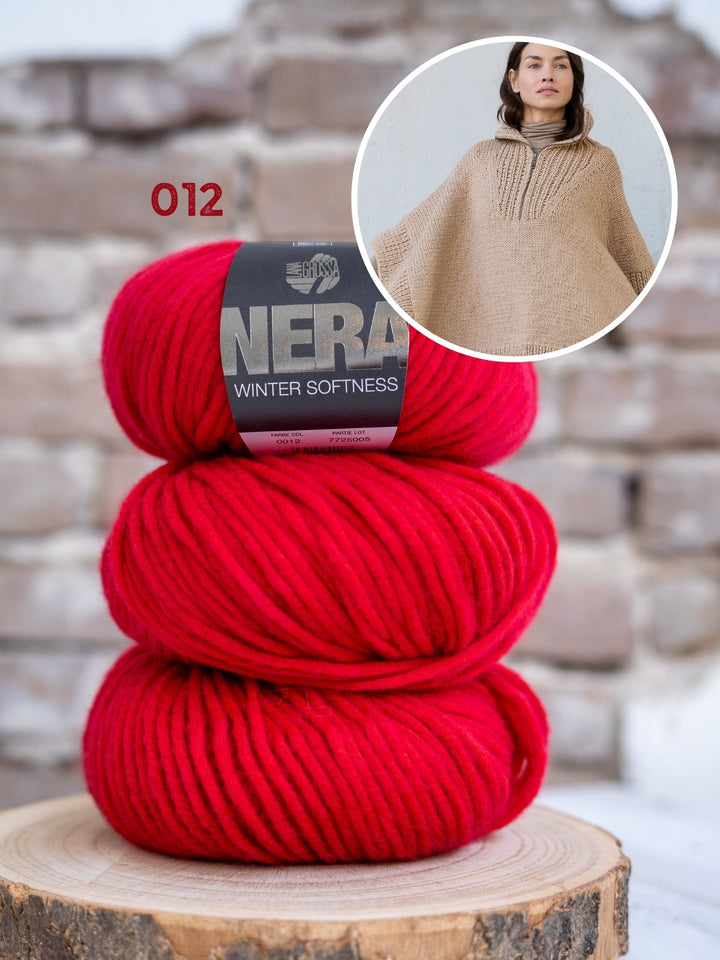 Strickpaket Winter Softness Poncho mit Reißverschluss