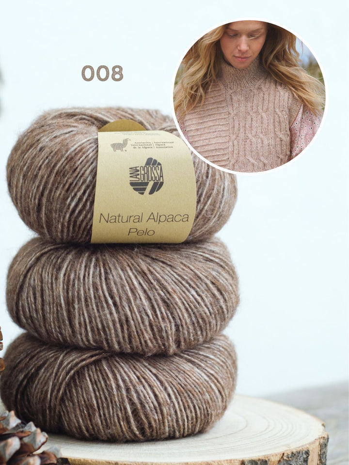 Strickpaket Natural Alpaca Pelo Zopfpullunder