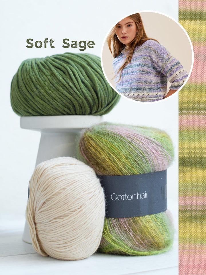 Strickpaket Ecopuno Cottonhair Summer Softness Shirt mit Diagonalmuster
