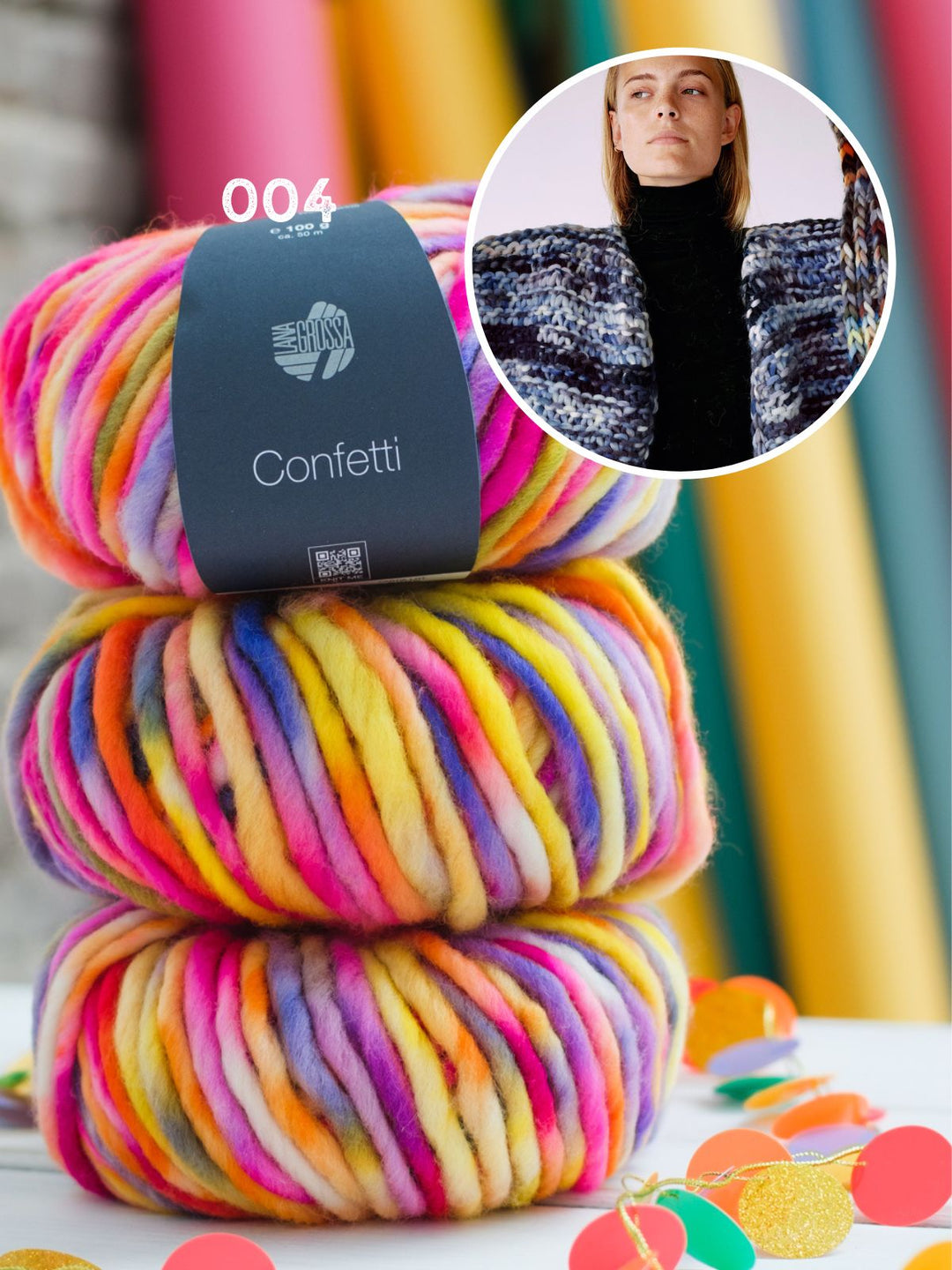 Strickpaket Cardigan kurz aus Confetti