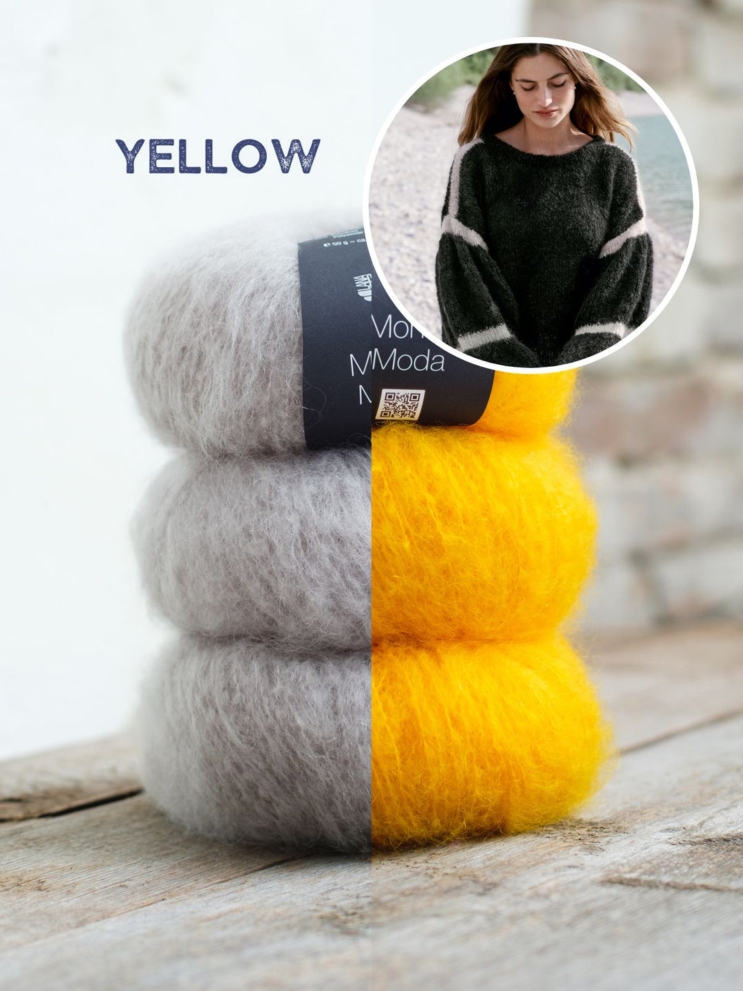 Strickpaket Mohair Moda Pullover mit gesmokten Ärmel