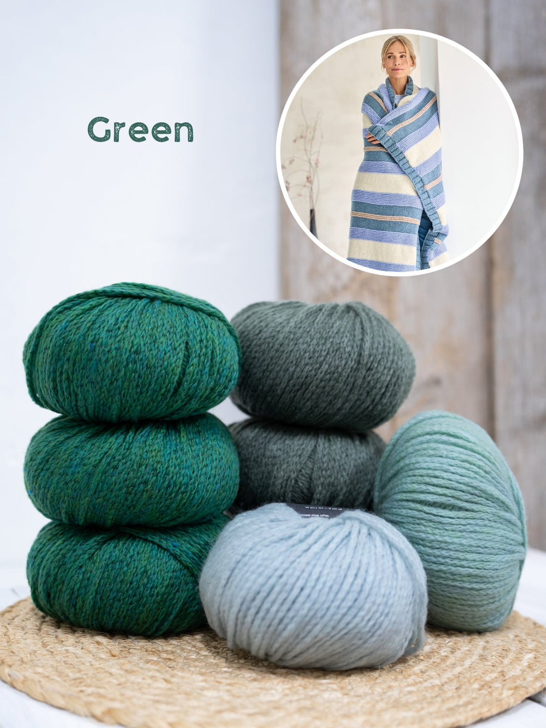 Strickpaket Alta Moda Cashmere 16 Decke mit Streifen