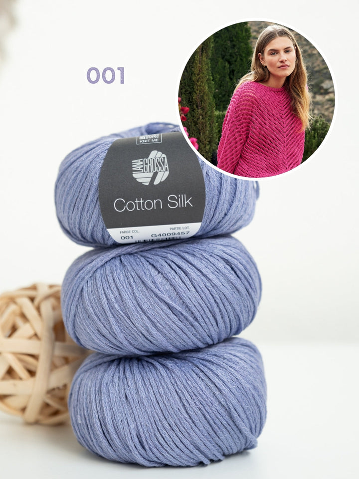 Strickpaket Cotton Silk Pullover mit Fischgrätmuster