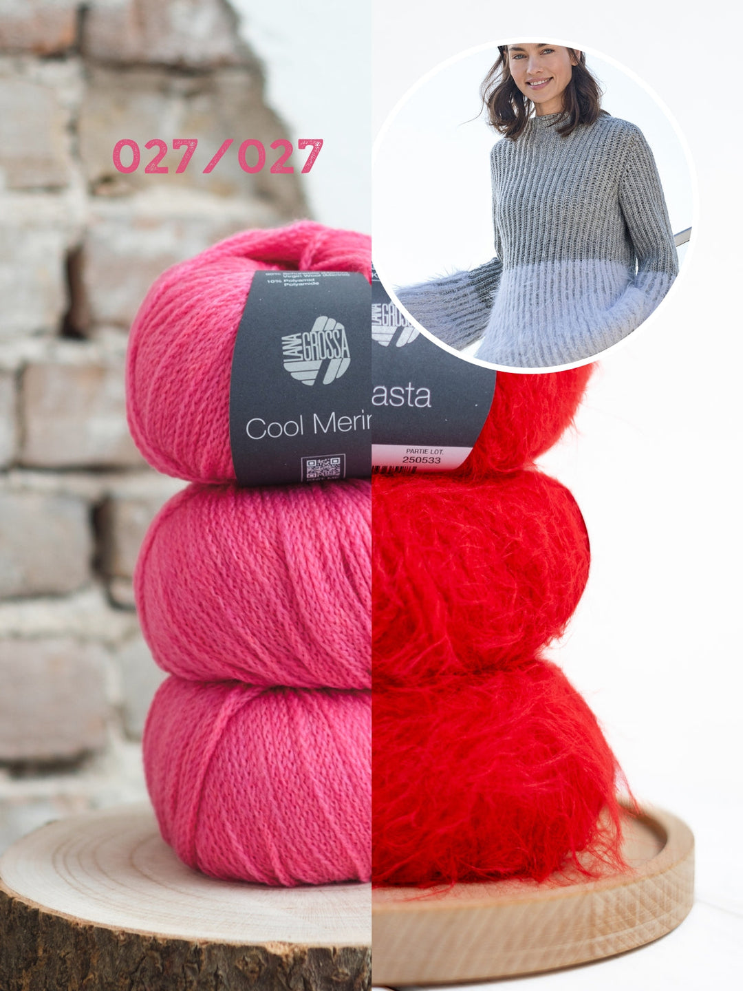 Strickpaket Basta Cool Merino Pullover im Patentmuster