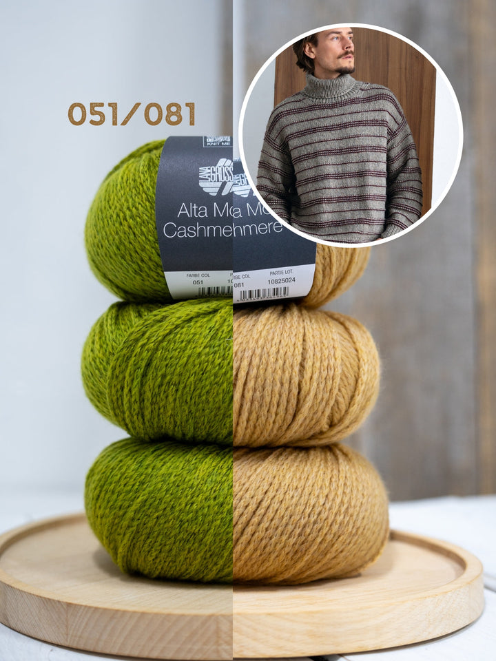 Strickpaket Alta Moda Cashmere 16 Streifenpullover für Herren