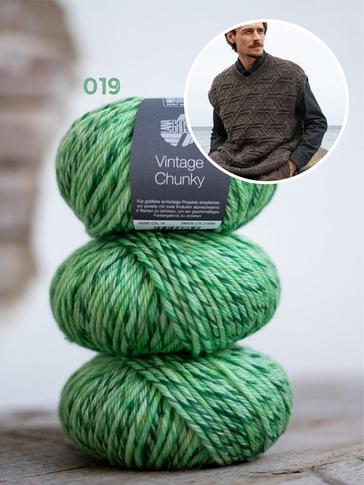Strickpaket Vintage Chunky Pullunder für Herren