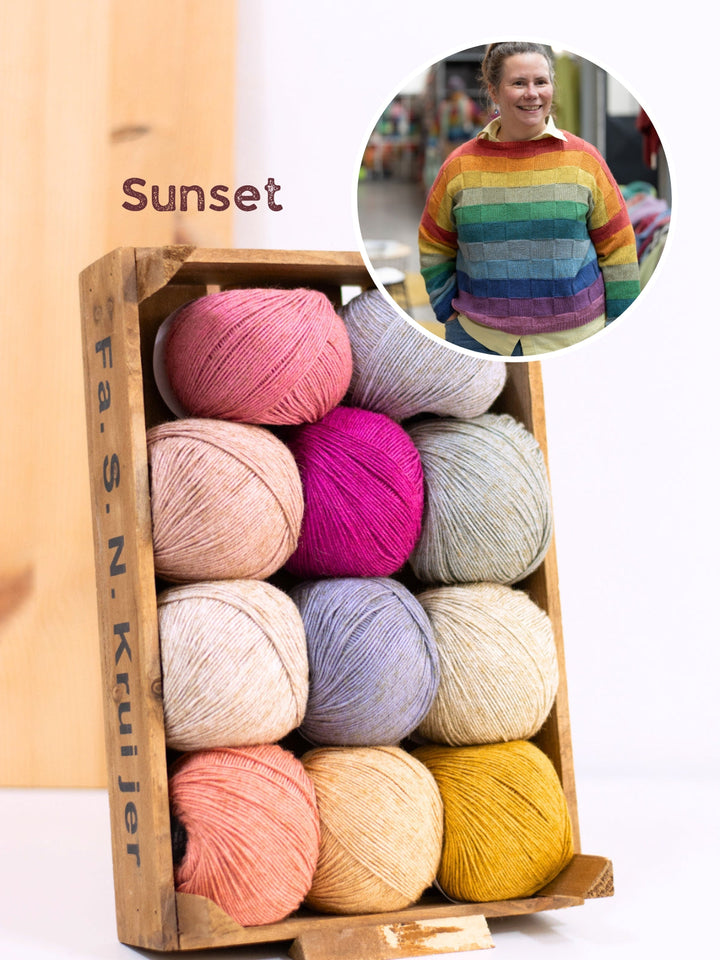 Strickpaket Diversa Pullover im farbenfrohen Schachbrettmuster