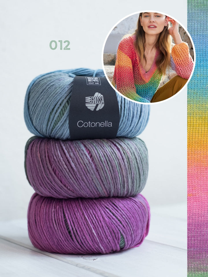 Strickpaket Cotonella Pullover mit Ajourmuster