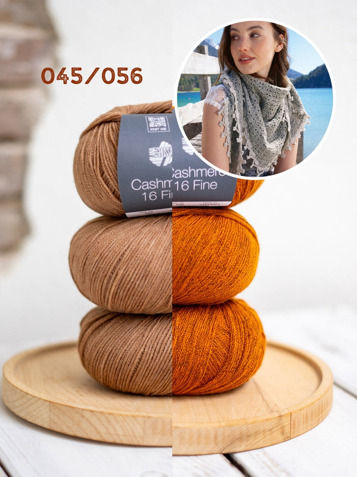 Häkelpaket Cashmere 16 Fine Dreieckstuch im Muschelmuster