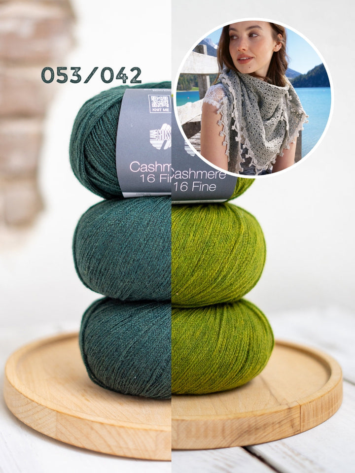 Häkelpaket Cashmere 16 Fine Dreieckstuch im Muschelmuster
