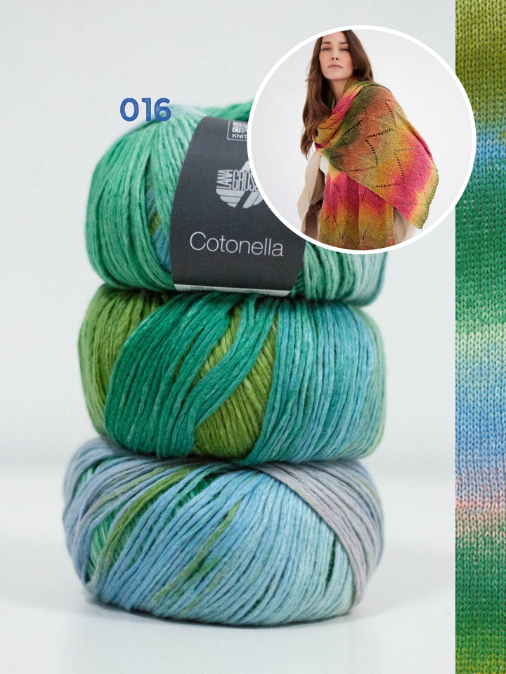 Strickpaket Cotonella Tuch im Wellenmuster
