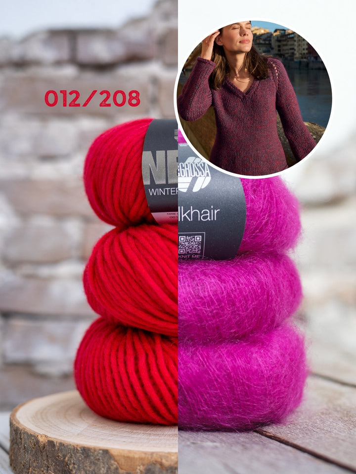 Strickpaket Winter Softness Silkhair V-Ausschnitt-Pullover