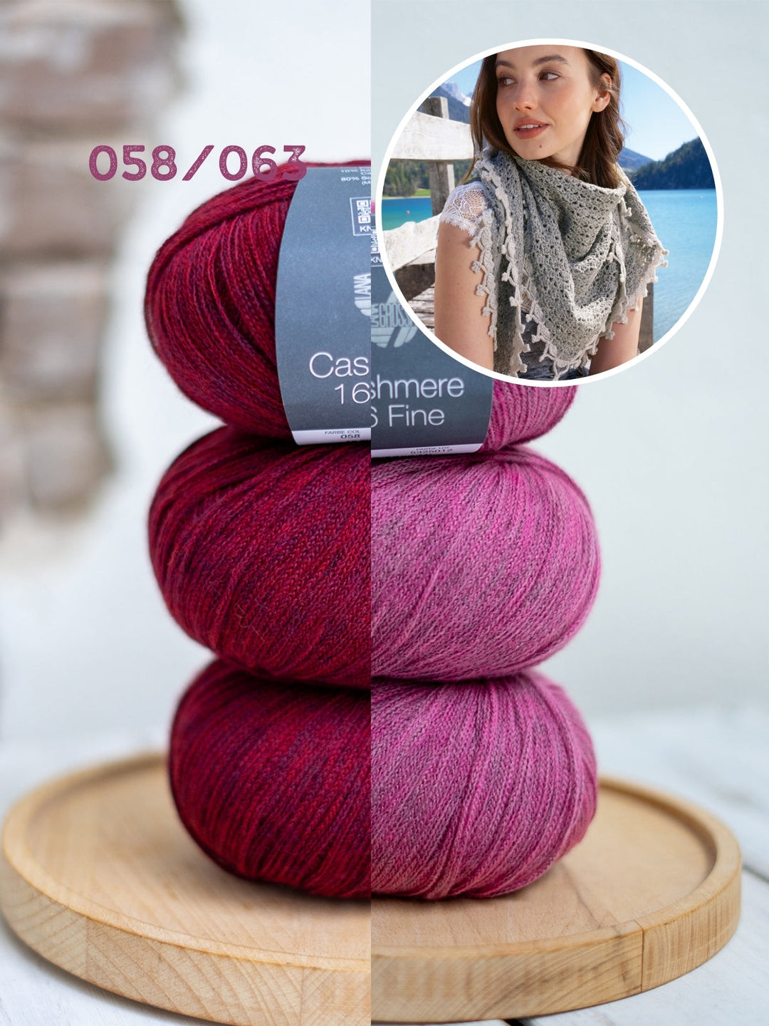 Häkelpaket Cashmere 16 Fine Dreieckstuch im Muschelmuster