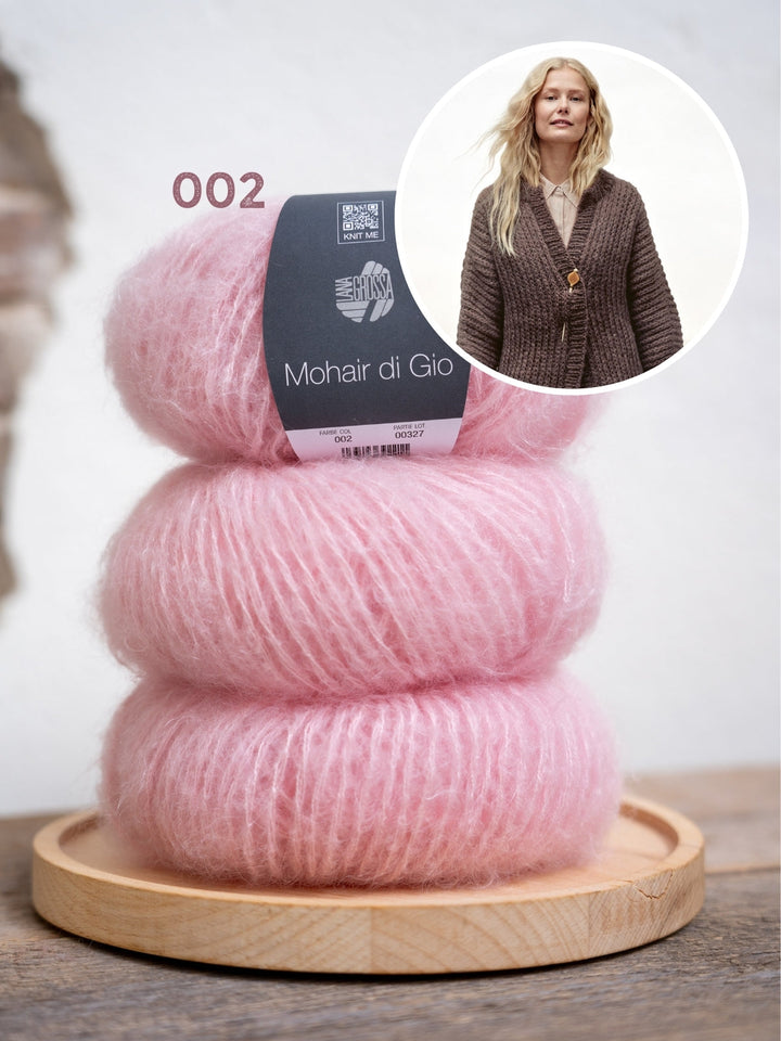 Strickpaket Mohair Di Gio Jacke im Halbpatent – Top-down