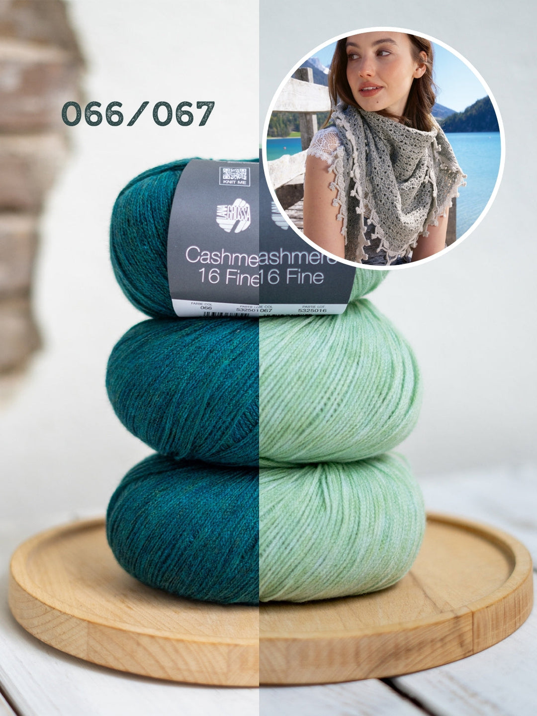 Häkelpaket Cashmere 16 Fine Dreieckstuch im Muschelmuster