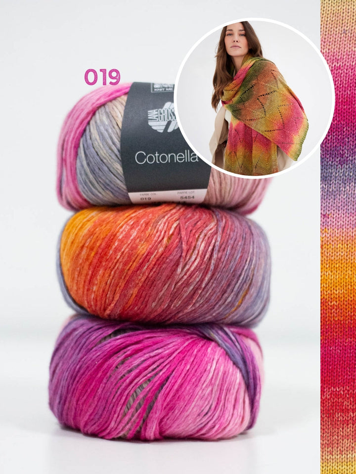 Strickpaket Cotonella Tuch im Wellenmuster